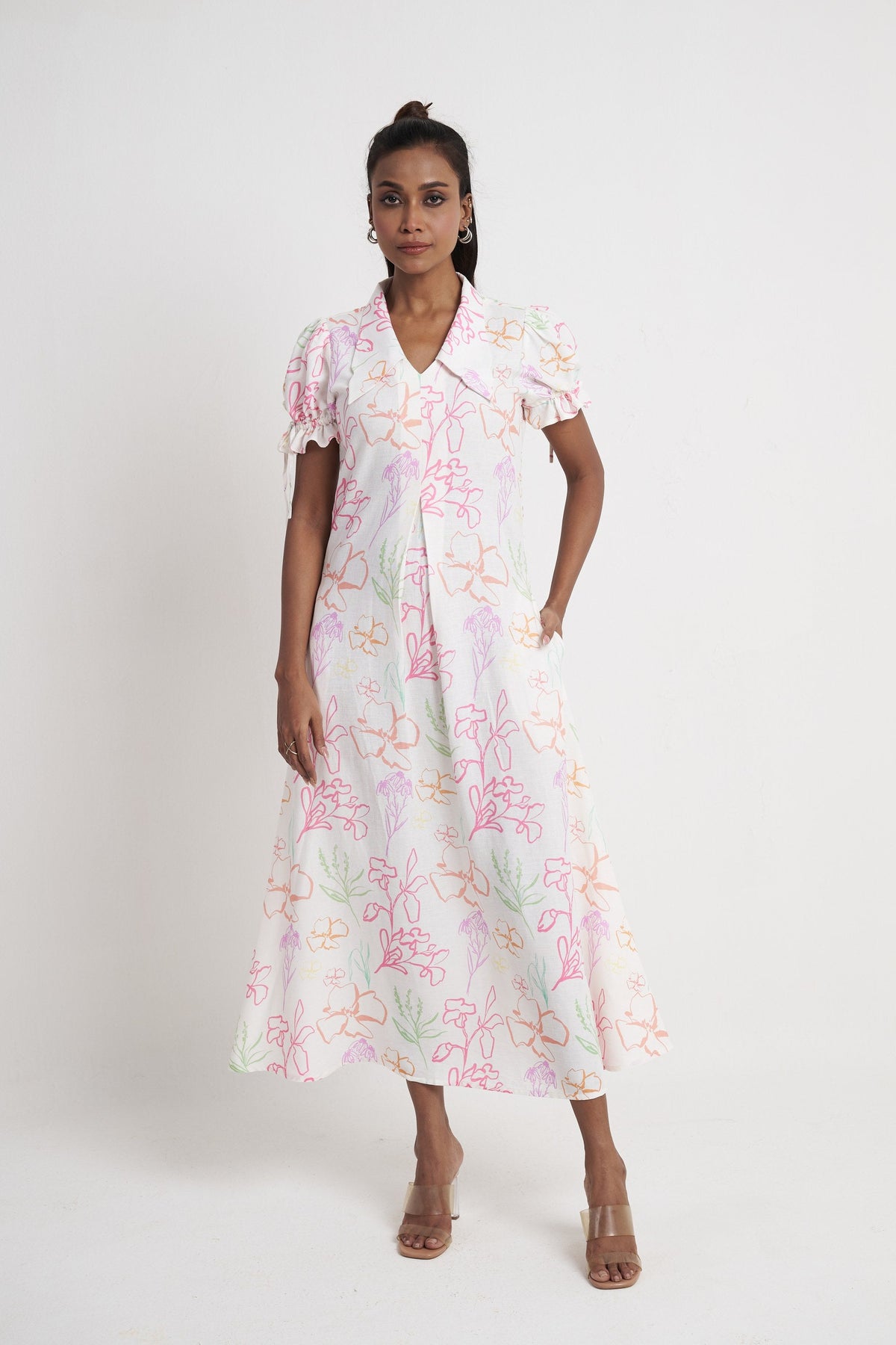 Flora Pleat Midi Dress
