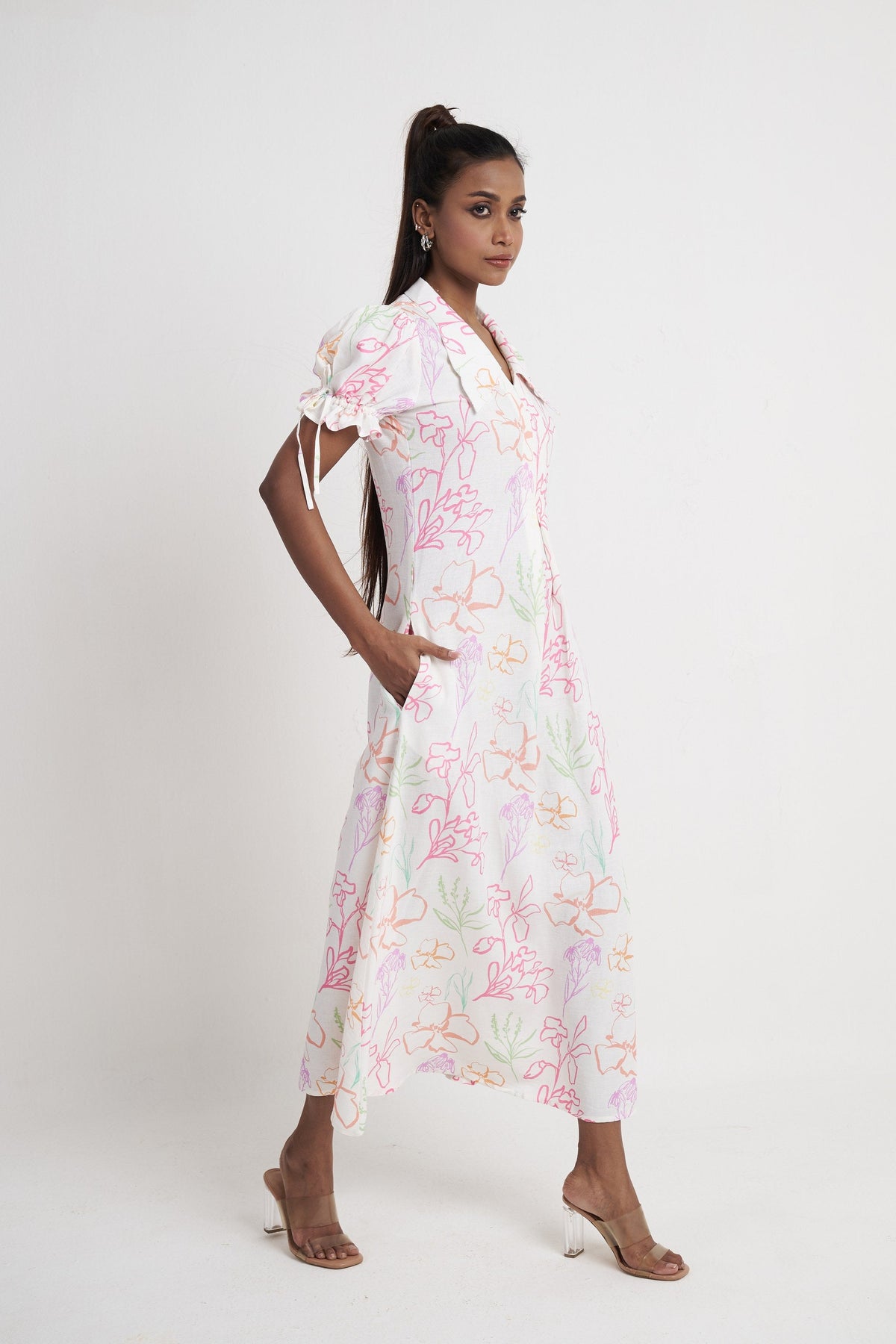 Flora Pleat Midi Dress