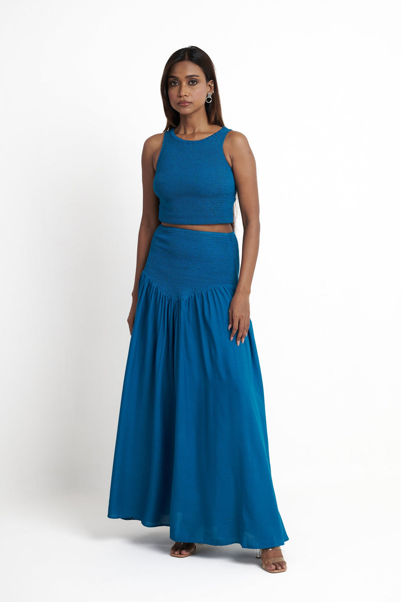 Smocked Crop Top and Maxi Skirt Co-ord Set