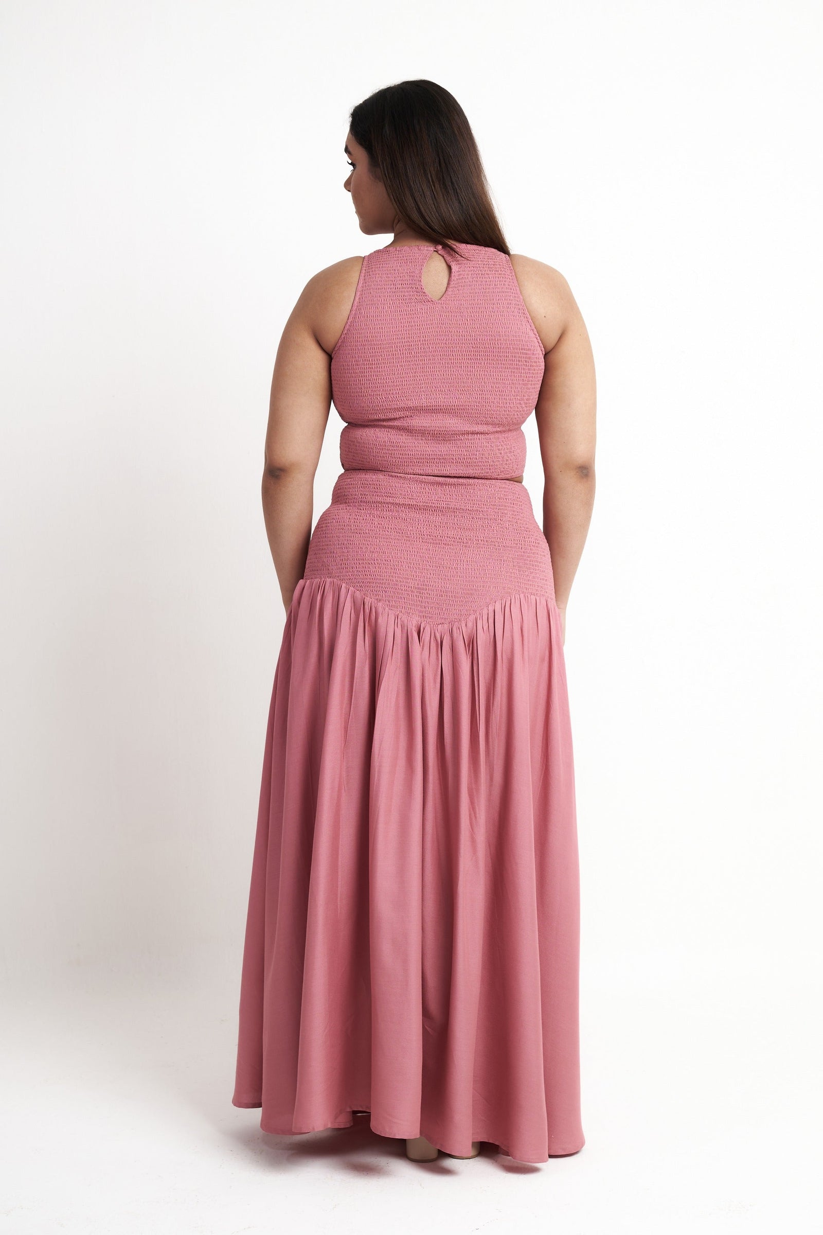 Smocked Crop Top & Maxi Skirt Co-ord Set