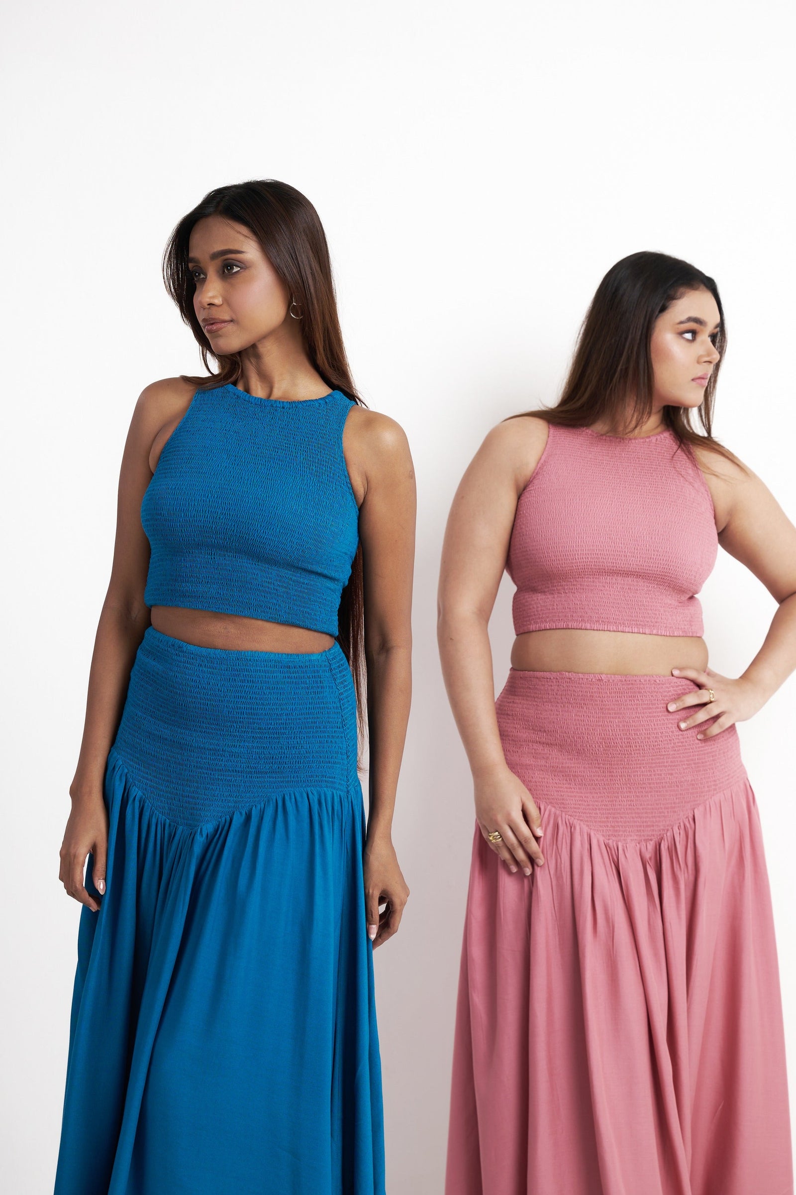 Smocked Crop Top & Maxi Skirt Co-ord Set