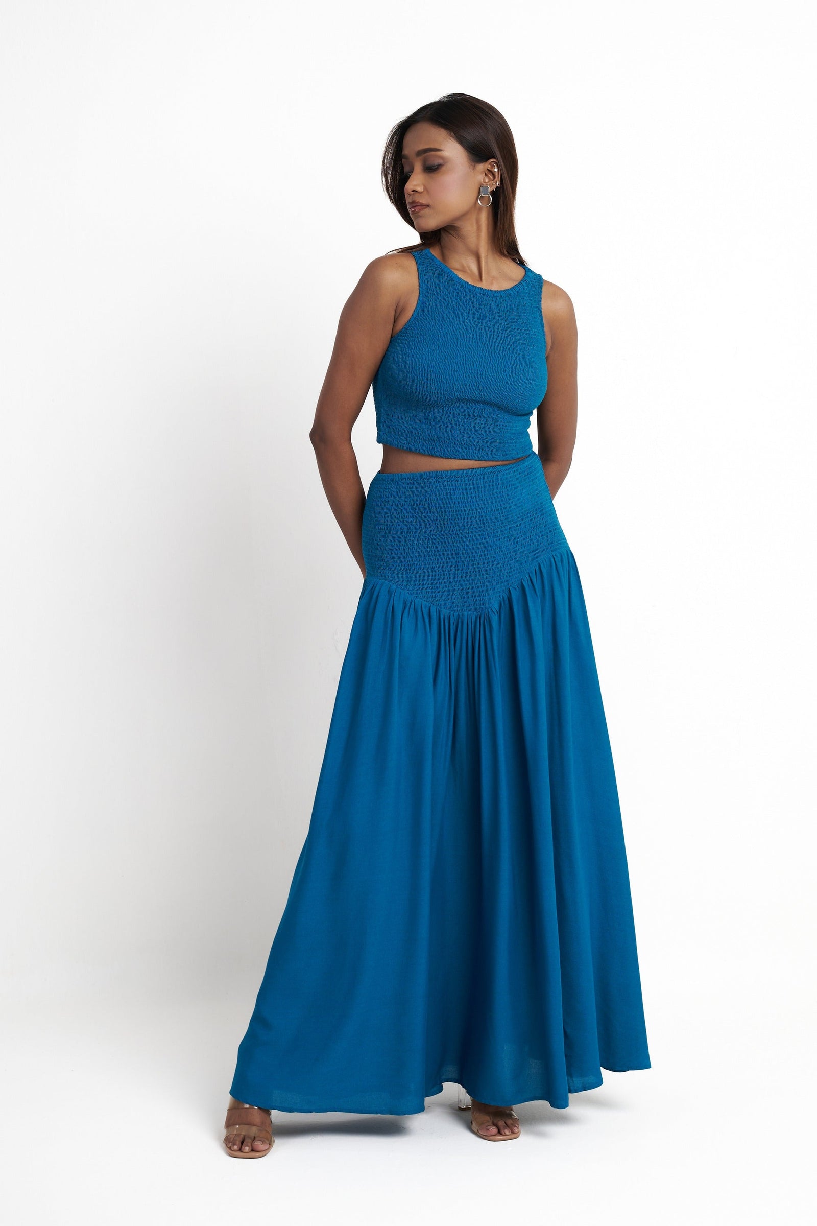 Smocked Waist Maxi Skirt