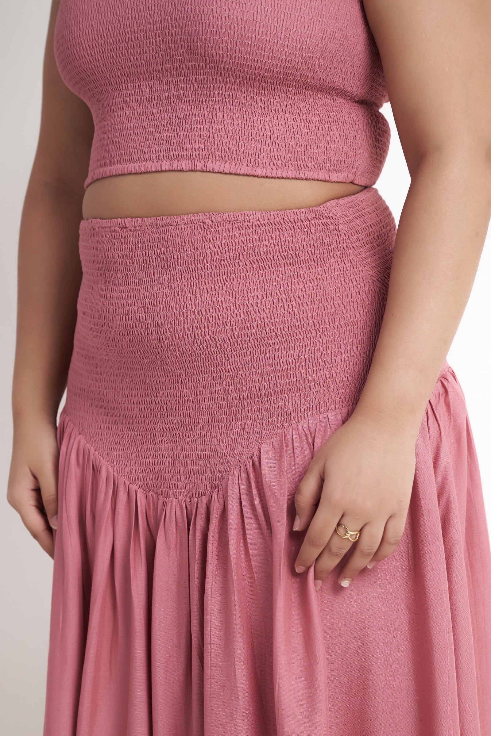 Smocked Waist Maxi Skirt