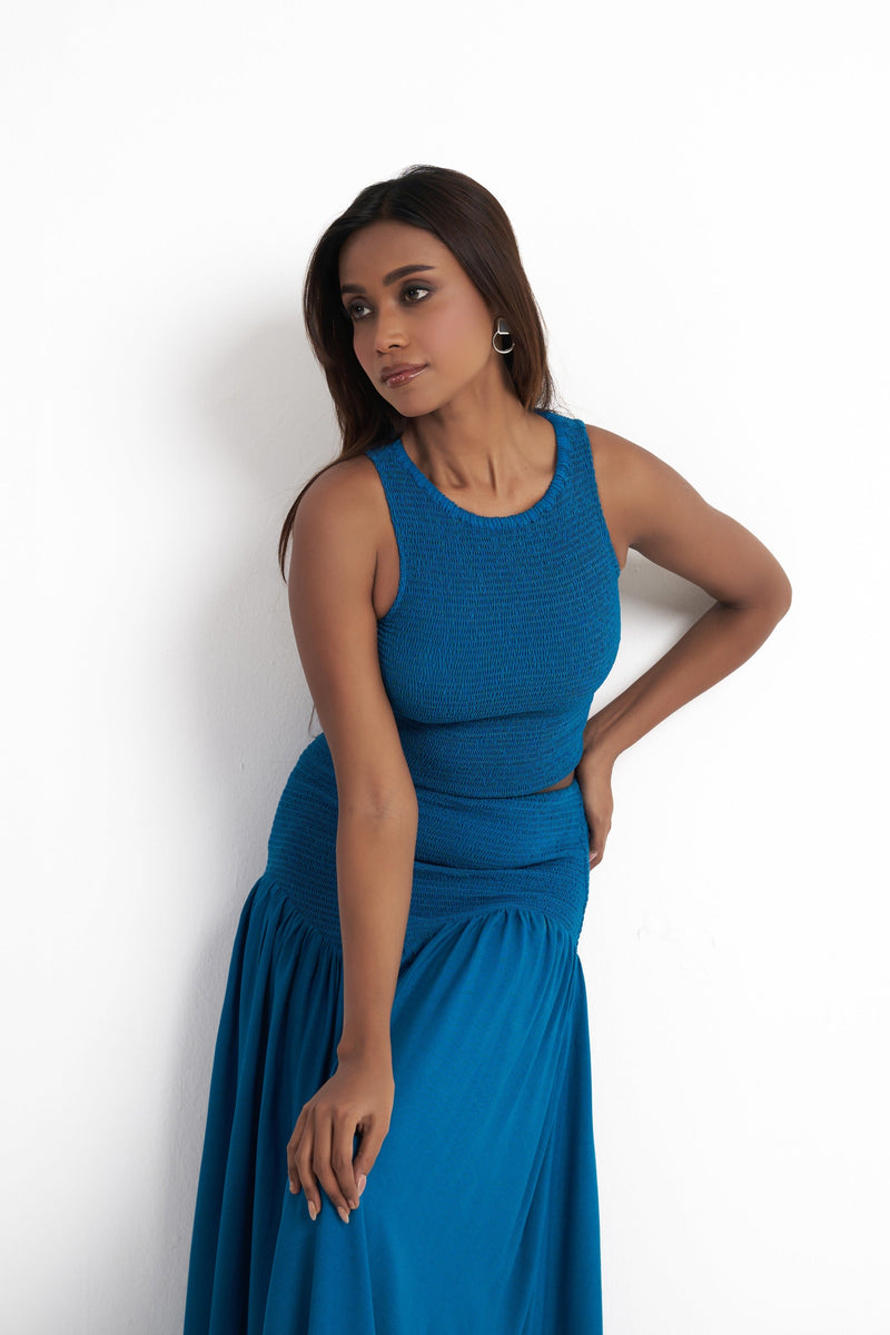 Smocked Halter Crop Top